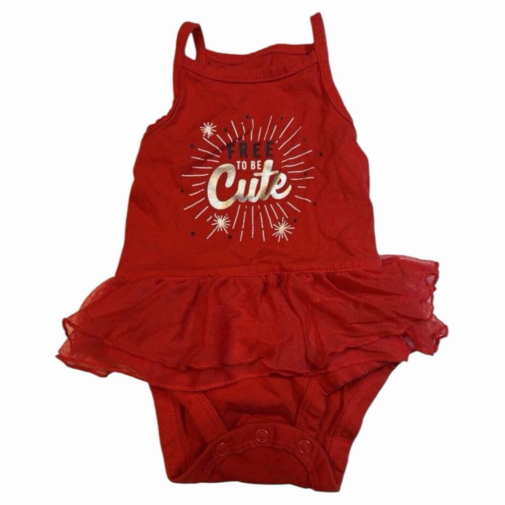 Carter’s Red Baby Girl Romper 3M Tulle Skirt Patriotic 4th of July Cute